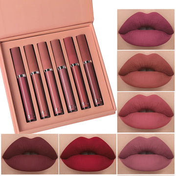 6-Color Matte Lip Gloss Set Waterproof Long-Lasting Gift
