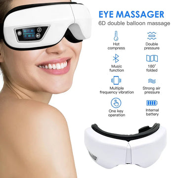 6D Smart Eye Massager with Heat, Vibration & Bluetooth
