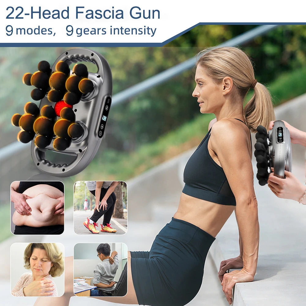 22-Head Fascia Massage Gun – Full Body Pain Relief Tool