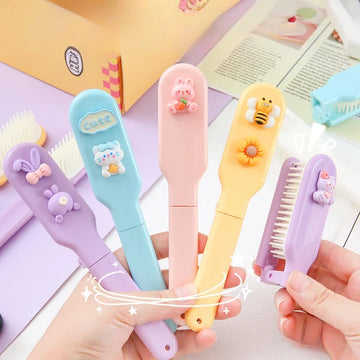 Cute Mini Folding Comb – Portable Hairbrush for Girls